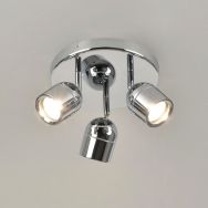 Spot 3 lumières base ronde ronde et abat-jour en métal chrome