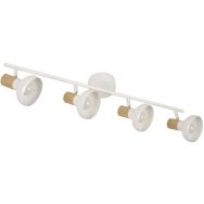 Spot 4 lumières met effet bois Alvar blanc Corep