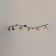 Spot base rectangulaire 6 lumières en métal style contemporain noir