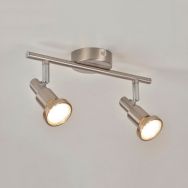 Spot base ronde 2 lumières en métal alu brossé
