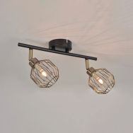 Spot base ronde 2 lumières en métal avec abat-jour en métal Orin noir