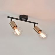 Spot base ronde 2 lumières métal Winston noir/laiton