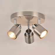 Spot base ronde 3 lumières en métal. Logan alu brossé