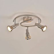 Spot base ronde 3 lumières en métal alu brossé