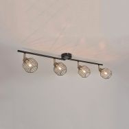Spot base ronde 4 lumières en métal avec abat-jour en métal Orin noir