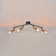 Spot base ronde 4 lumières métal Winston noir/laiton