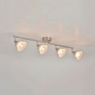 Spot base ronde 4 lumières métal avec abat-jour en verre Célestin alu/opale