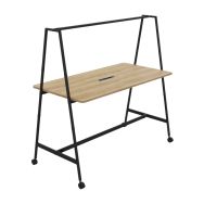 Station de travail mobile Alto 180x90 électrifiée Noir/chêne vieilli