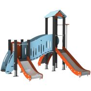 Structure 2 tourelles mât pompier alu/polyester HPL - Manutan Expert