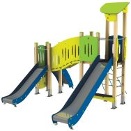 Structure Fun glisse 2 tourelles alu/polyester HPL - Manutan Expert