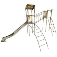 Structure LOREE 2 tours pont de corde inox/robinier