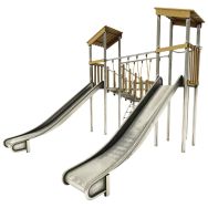 Structure LOREE 3 tours inox/robinier pont corde