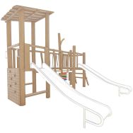 Structure robinier 2 tours zones de grimpe 2 toboggans scellement direct