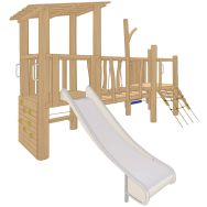 Structure robinier 2 tours zones de grimpe toboggan filet pont scellement direct