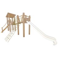 Structure robinier 2 tours zones de grimpe toboggan pont filet scellement direct