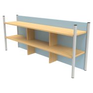 Surmeuble pour buffet 3 portes tablettes hêtre 350 - fond bleu/alu 9006