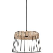 Suspension Indah forme tambour Ø35 en métal / rotin
