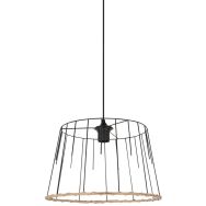 Suspension Kilau forme tambour Ø35 en métal / rotin