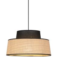 Suspension Mallorca 2 coniques en coton en raphia Ø38 cm noir Corep