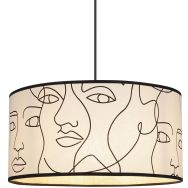 Suspension cylindre en coton imprimé ''Visages'' Ø38 cm imprime blanc Corep