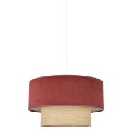 Suspension double cylindre en bi-matière velours et raphia Corep