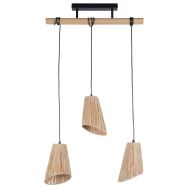 Suspension métal et raphia naturel PLAYA 3 lumières L55 cm naturel Corep