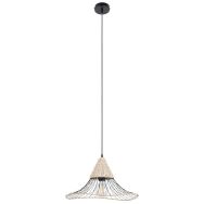 Suspension métal et rotin LIZZIE Ø40 cm noir/naturel Corep