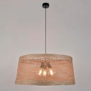 Suspension tambour 3 lumières en ficelle tressée naturel