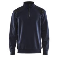 Sweat col camionneur bicolore marine foncé/noir