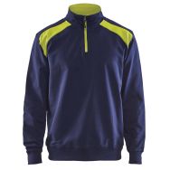 Sweat col camionneur bicolore marine/jaune fluo