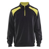Sweat col camionneur bicolore noir/jaune fluo