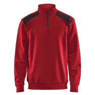 Sweat col camionneur bicolore rouge/noir