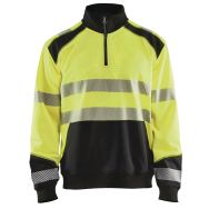 Sweat col camionneur haute visibilité jaune fluorescent/noir