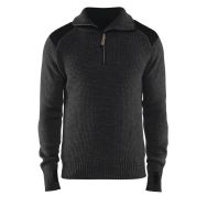 Sweat en laine col zippé gris foncé/noir