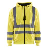 Sweat zippé à capuche haute visibilité jaune fluorescent