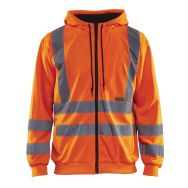 Sweat zippé à capuche haute visibilité orange fluorescent