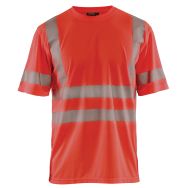 T-shirt anti-UV haute visibilité rouge fluorescent, col rond
