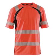 T-shirt anti-UV haute visibilité rouge fluorescent/noir