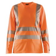 T-shirt haute visibilité manches longues femme orange fluorescent