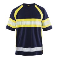 T-shirt haute visibilité marine/jaune fluorescent, matière respirante