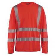 T-shirt manches longues haute visibilité col en V anti-UV rouge