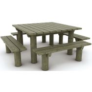 Table-bancs Evens 215x215x75 cm - pin traité