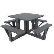 Table-bancs Plazza 188 x 188 cm avec 4 banquettes - gris
