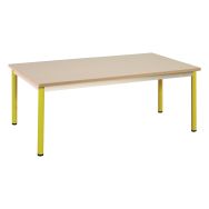 Table 120 x 60 cm Chloé plateau beige piétement jaune T2