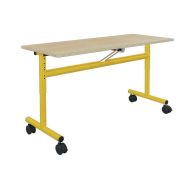 Table 130 x 50 cm rabattable réglable T3 à T6 strat chants alaisés hêtre/jaune