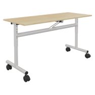 Table 130 x 50 cm rabattable réglable T3 à T6 strat chants polypro hêtre/gris