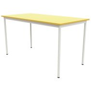 Table 4 pieds droits 140 x 80 cm T5 stratifié jaune/alu 9006