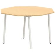 Table 4 pieds inclinés octogonale Ø 120 cm T5 stratifié ABS hêtre 350/alu 9006
