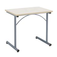 Table Atlas II 70 x 50 cm, chants plaqués, T6, plateau beige, piètement gris alu
