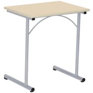 Table Atlas II 70x50cm, chants surmoulés, T6, plateau beige, piètement gris alu